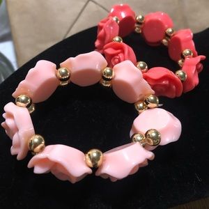 🦇2 Lolita Plastic Pink Rose Stretch Bracelets